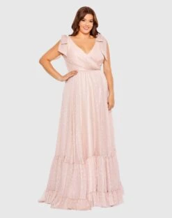 Iridescent Polka Dot Soft Tie Sleeveless Gown (Plus) -Fashion Dress Shop 68120 Blush AB scaled