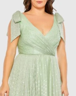 Iridescent Polka Dot Soft Tie Sleeveless Gown (Plus) -Fashion Dress Shop 68120 Sage CL scaled