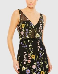 Embroidered Tulle Sleeveless V Neck A Line Gown -Fashion Dress Shop 68200 BlackMulti CL scaled