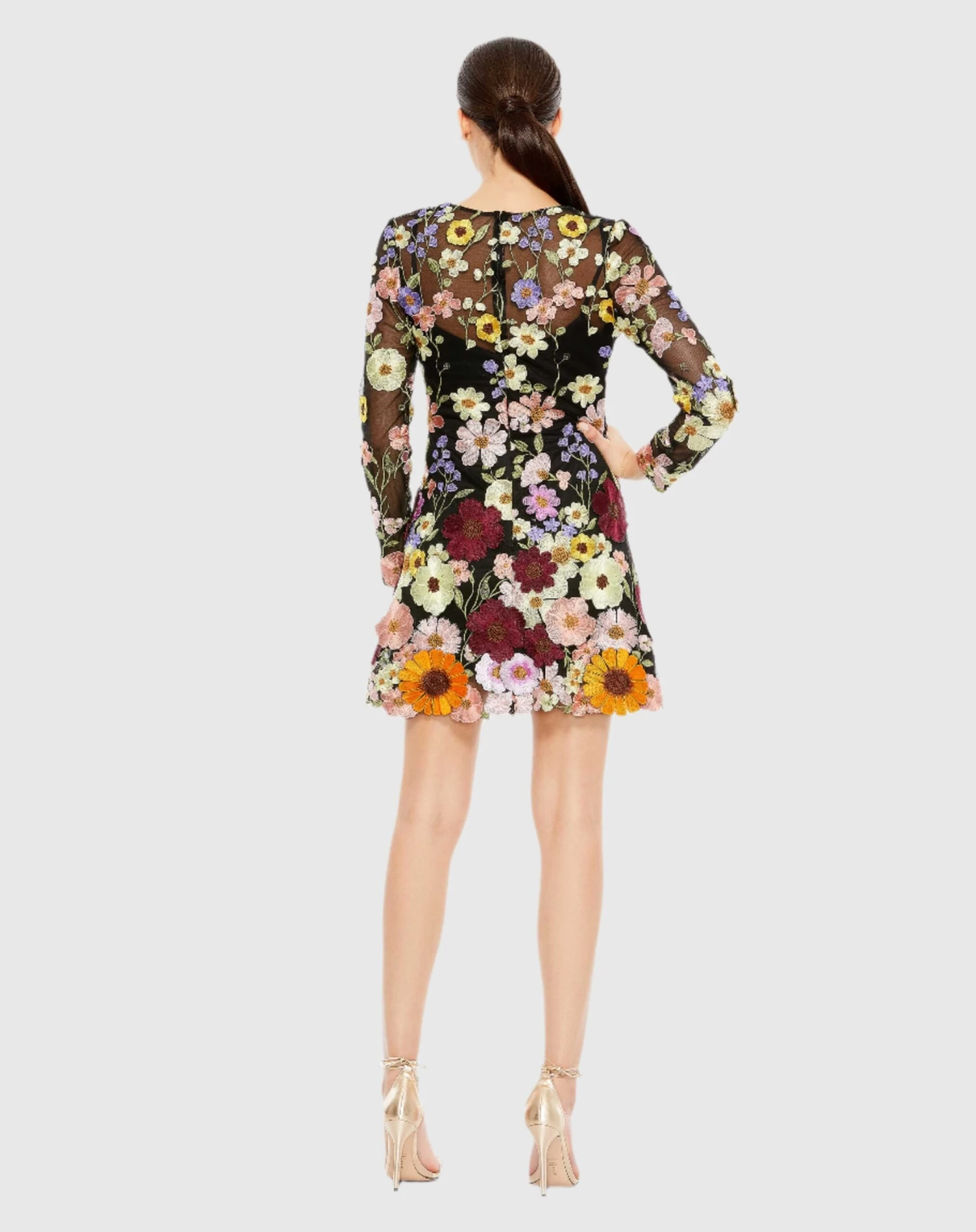 Floral Embroidered Long Sleeve Mini Dress 2 Floral Embroidered Long Sleeve Mini Dress - Image 2
