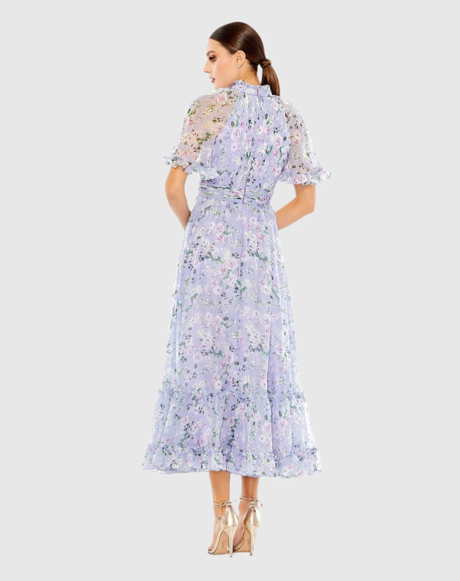 Floral Print High Neck Raglan Sleeve Dress 2 Floral Print High Neck Raglan Sleeve Dress - Image 2