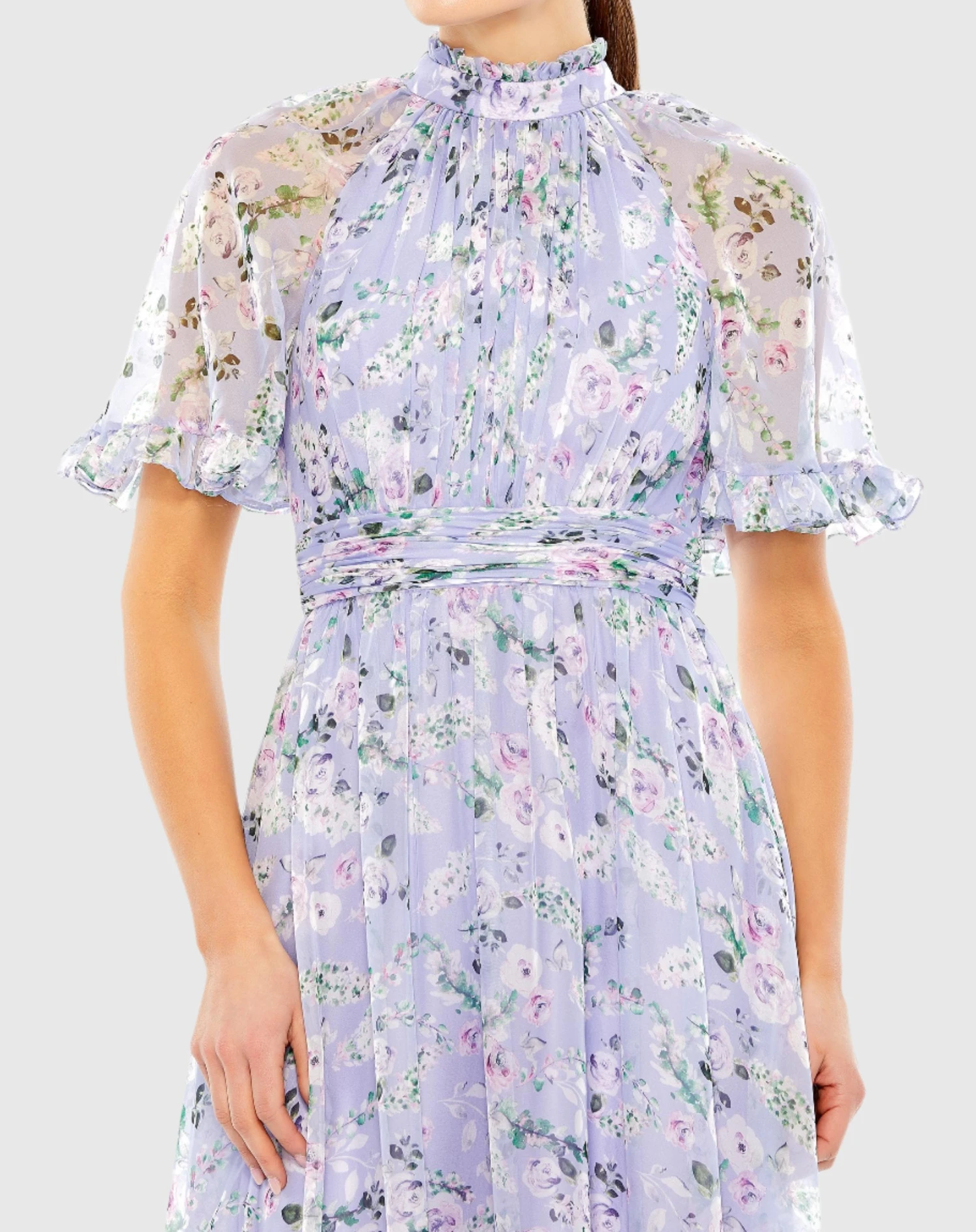 Floral Print High Neck Raglan Sleeve Dress 3 Floral Print High Neck Raglan Sleeve Dress - Image 3