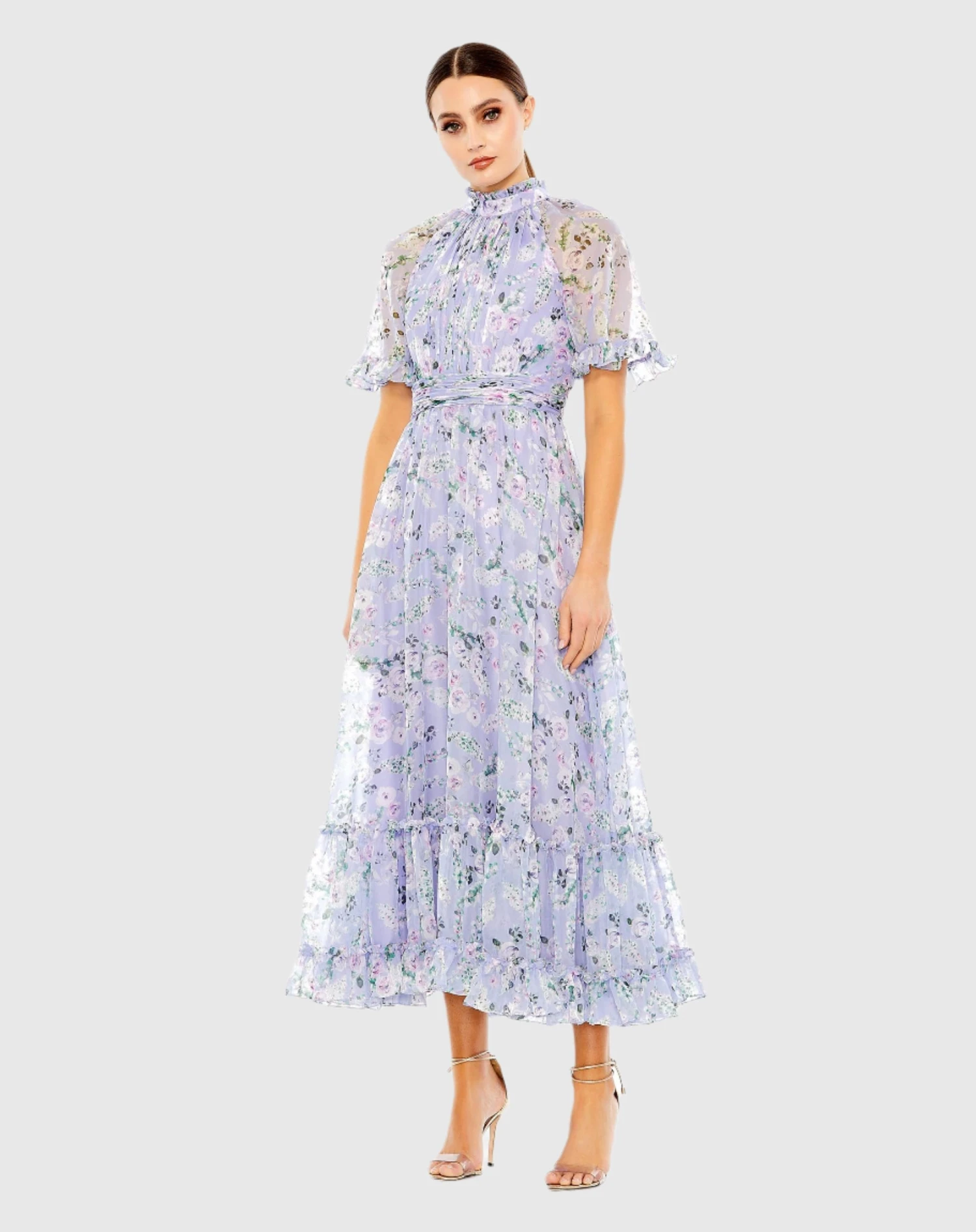 Floral Print High Neck Raglan Sleeve Dress 1 Floral Print High Neck Raglan Sleeve Dress