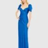 Charmeuse Cap Sleeve Empire Waist Gown