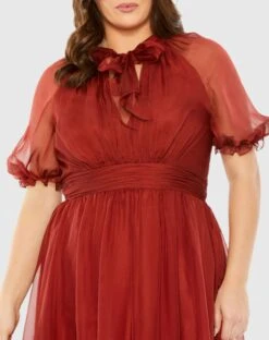 Sheer Puff Sleeve Gown -Fashion Dress Shop 68428 Redwood CL scaled
