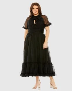 Sheer Puff Sleeve Gown