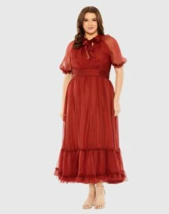 Sheer Puff Sleeve Gown -Fashion Dress Shop 68428 RDW Default 1 WS