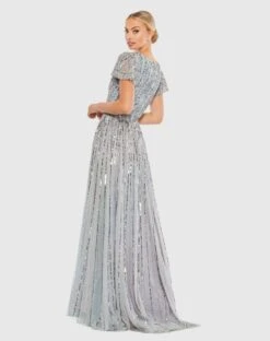 Stripe Sequin V-Neck Gown -Fashion Dress Shop 70108 SlateBlue BK scaled
