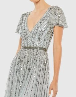 Stripe Sequin V-Neck Gown -Fashion Dress Shop 70108 SlateBlue CL scaled