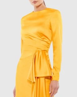 Asymmetrical Draped Long Sleeve Mini Dress -Fashion Dress Shop 70152 MGO 3 WS