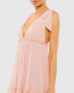 Tiered V-Neck Plunging Maxi Dress -Fashion Dress Shop 70188 BSH 3 WS