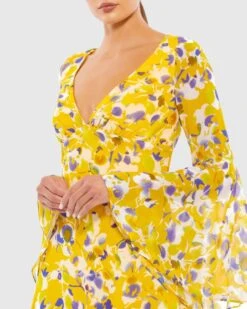 Floral Bell Sleeve Mini Dress -Fashion Dress Shop 70207 YMU 3 WS