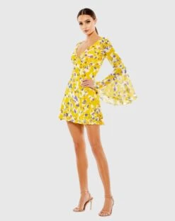 Floral Bell Sleeve Mini Dress