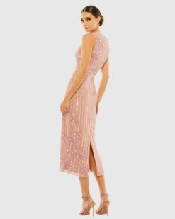 Striped Floral Embellished Sleeveless Midi Dress -Fashion Dress Shop 70260 ROS 2 WS