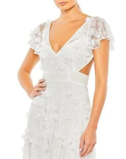 Embellished Lace Up Flowy Gown -Fashion Dress Shop 70275 WHT 3 WS
