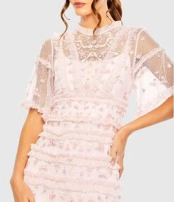 High Neck Ruffle Tiered Floral Gown -Fashion Dress Shop 8033 RoseMulti CL