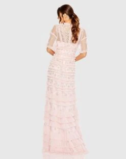 High Neck Ruffle Tiered Floral Gown -Fashion Dress Shop 8033 RSM 2 WS