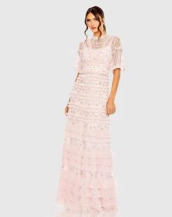 High Neck Ruffle Tiered Floral Gown -Fashion Dress Shop 8033 RSM Default 1 WS