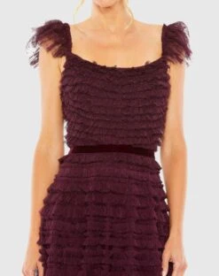 Ruffle Cap Sleeve Embellished Tiered Midi Dress -Fashion Dress Shop 8054 Amethyst CL scaled