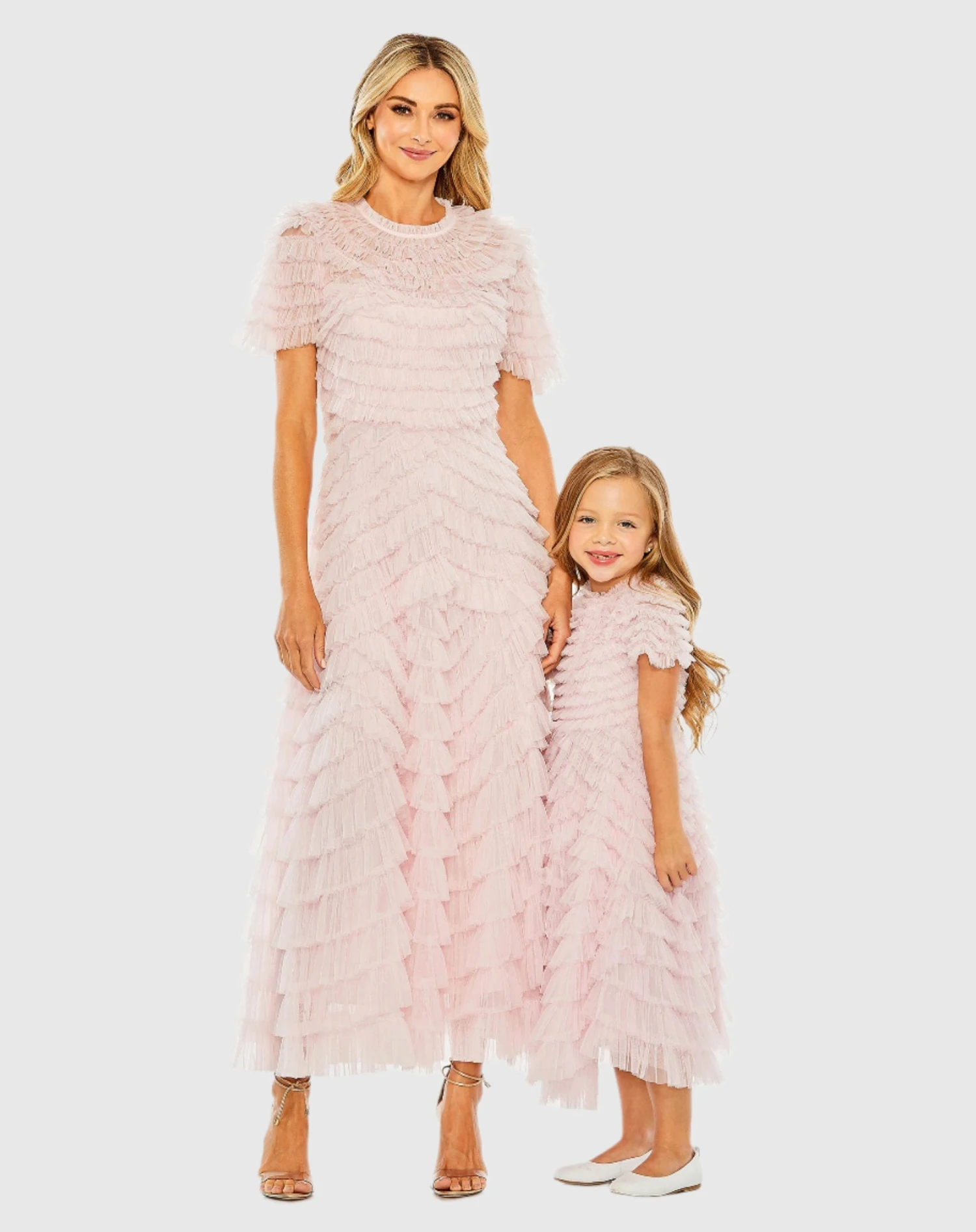 High Neck Short Sleeve Tiered Ruffle A Line Dress 4 High Neck Short Sleeve Tiered Ruffle A Line Dress - Image 4