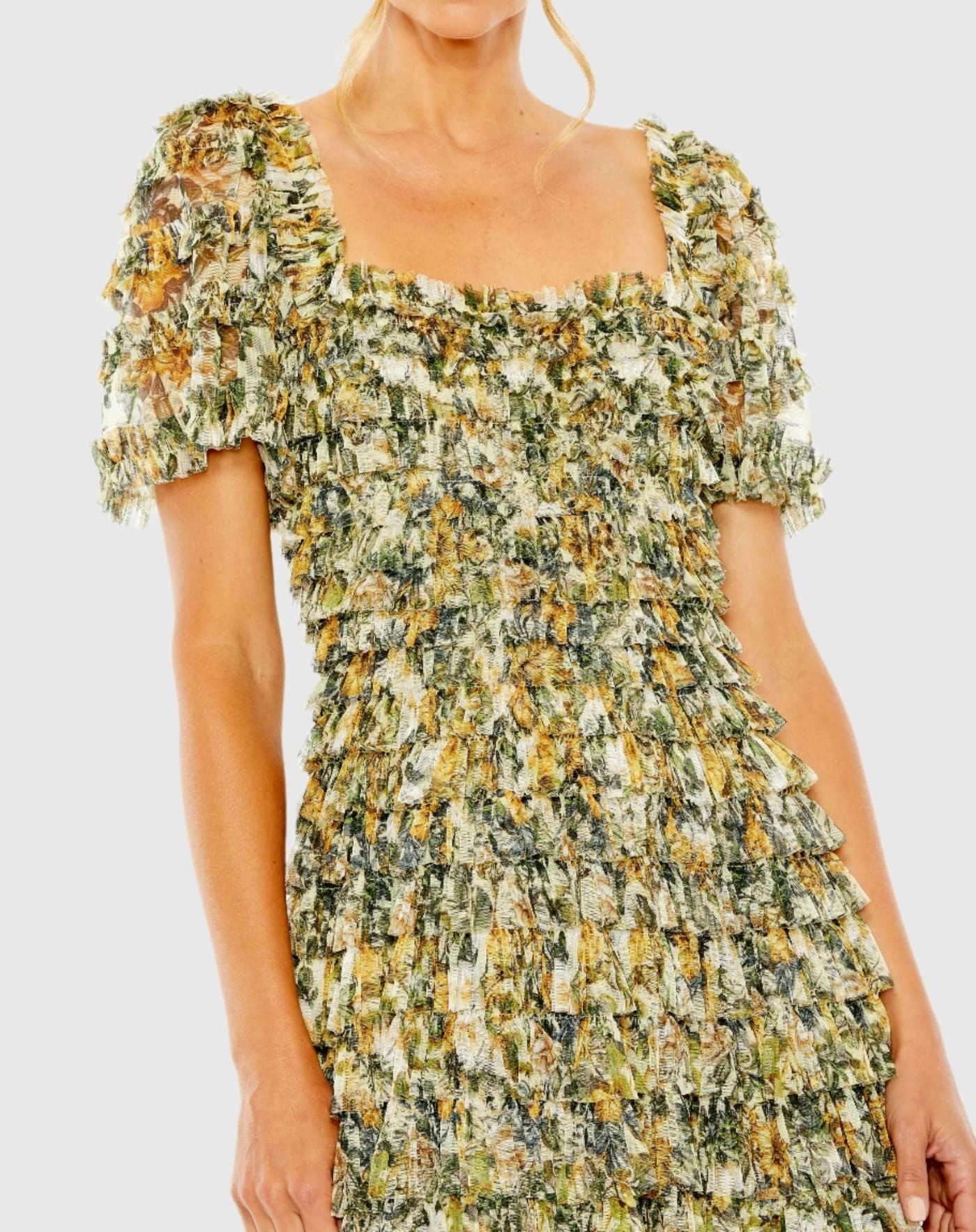 Short Sleeve Micro Ruffle Tea Length Dress 3 Short Sleeve Micro Ruffle Tea Length Dress - Image 3