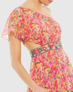 Floral Print One Shoulder Butterfly Sleeve A Line Gown -Fashion Dress Shop 9157 PIM 3 WS scaled