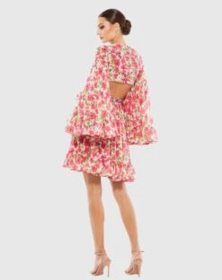Floral Cut Out V Neck Bell Sleeve Mini Dress -Fashion Dress Shop 9158 PIM 2 WS scaled