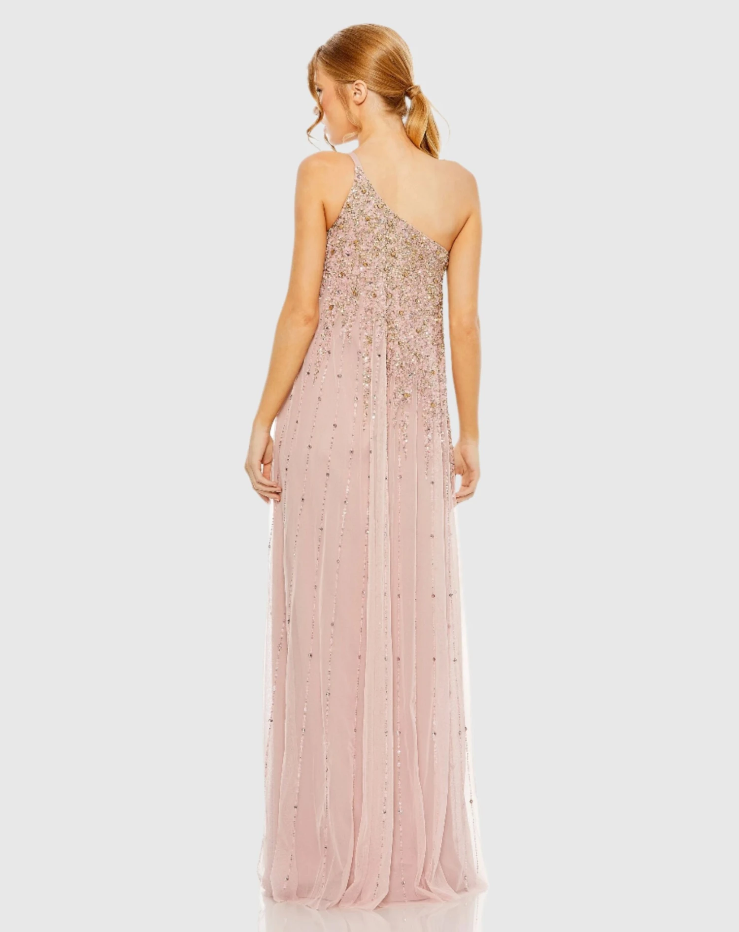 One Shoulder Embellished Trapeze A Line Gown 2 One Shoulder Embellished Trapeze A Line Gown - Image 2