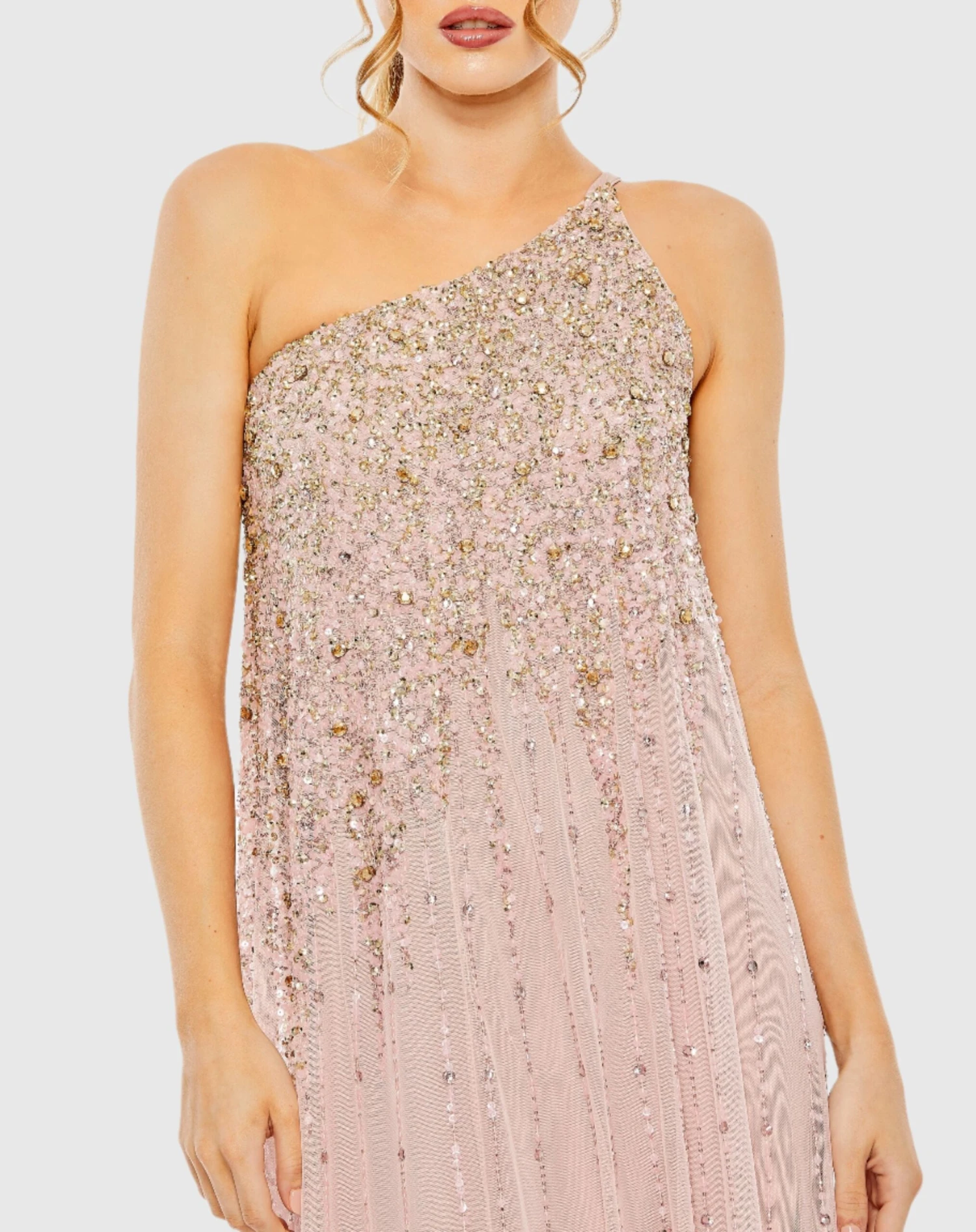 One Shoulder Embellished Trapeze A Line Gown 3 One Shoulder Embellished Trapeze A Line Gown - Image 3