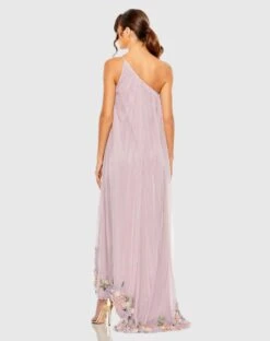 One Shoulder Trapeze Embellished High Low Gown -Fashion Dress Shop 9236 OrchidMulti BK