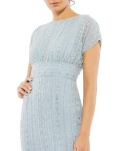 Beaded Cap Sleeve Column Midi Dress -Fashion Dress Shop 93649 SlateBlue CL