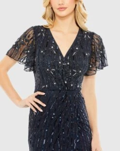 Embellished Wrap Gown With Open Slit -Fashion Dress Shop 93654 Midnight CL scaled