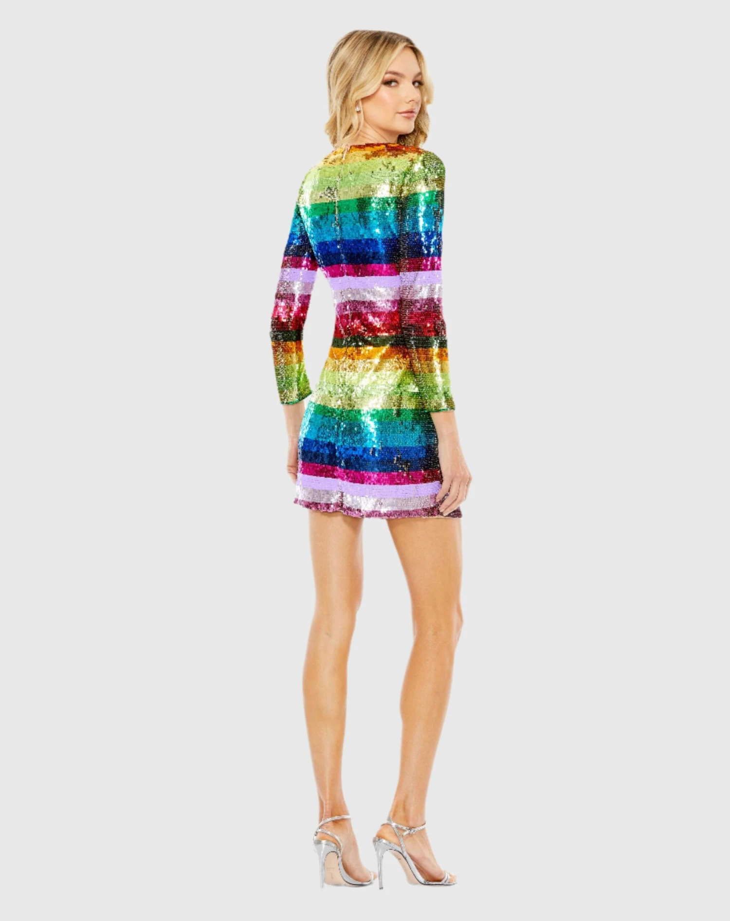 Long Sleeve Sequin Rainbow Dress 2 Long Sleeve Sequin Rainbow Dress - Image 2