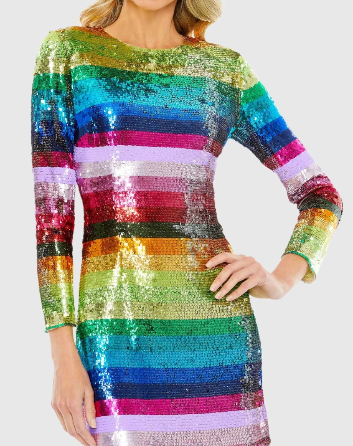 Long Sleeve Sequin Rainbow Dress 3 Long Sleeve Sequin Rainbow Dress - Image 3