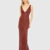 Sequined, Sleeveless, V-neck, Back Slit Gown