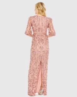 Sequined Elbow Sleeve Gown -Fashion Dress Shop 93790 Rosewood BK scaled