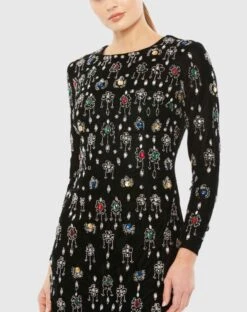 Gem Embellished Velvet Long Sleeve Mini Dress 5 Gem Embellished Velvet Long Sleeve Mini Dress -Fashion Dress Shop 93811 Black CL scaled
