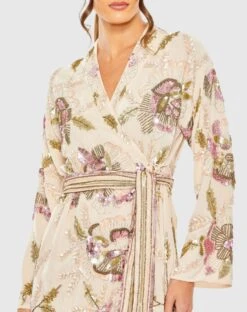 Beaded Floral Robe Dress -Fashion Dress Shop 93817 Champagne CL