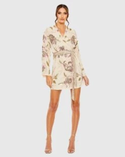 Beaded Floral Robe Dress -Fashion Dress Shop 93817 CHM Default 1 WS