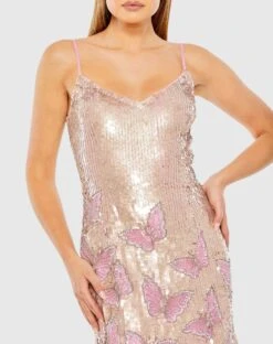 Slim Strap Deep V Sequin Butterly Mini Dress -Fashion Dress Shop 94025 OrchidMulti CL scaled