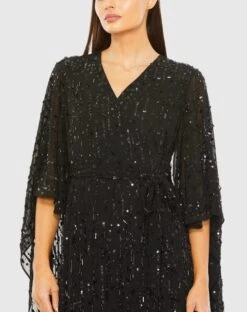 Cape Back Fringe Beaded Robe Dress -Fashion Dress Shop 94044 BLK 3 WS scaled