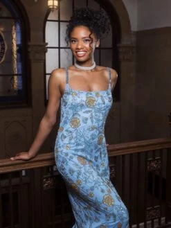 Hand Beaded Floral Gown With Beaded Spaghetti Straps -Fashion Dress Shop lifestyle 10808 powderblue 1 scaled