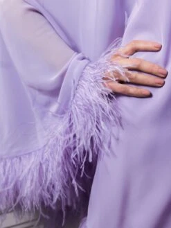 One Shoulder Trapeze Dress With Feather Trim -Fashion Dress Shop lifestyle 11623 lilac 2 scaled