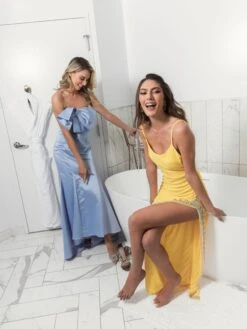 Rhinestone Encrusted Side Slit Cami Bodycon Gown -Fashion Dress Shop lifestyle 42002 yellow 2 scaled