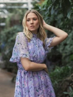 Floral Print High Neck Raglan Sleeve Dress 9 Floral Print High Neck Raglan Sleeve Dress -Fashion Dress Shop lifestyle 68259 lilacmulti 2 scaled