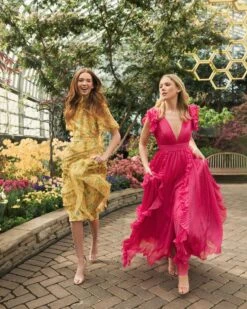 Floral Flutter Sleeve Mesh Print Dress -Fashion Dress Shop lifestyle 8010 yellowmulti 3