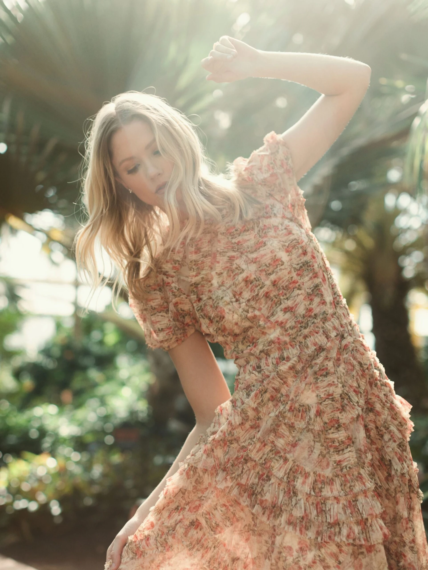 High Neck Floral Mesh Ruffle Dress 4 High Neck Floral Mesh Ruffle Dress - Image 4